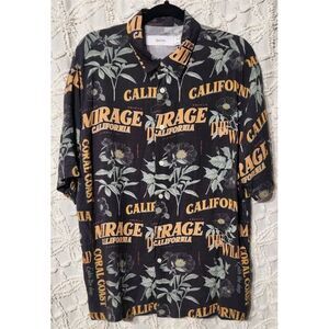 Bershka Shirt Mens M Button Up Novelty Print Floral Mirage California Grunge‎